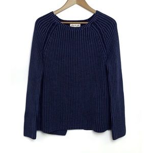Olive & Oak Aiden Navy Blue Split Back Sweater NWT